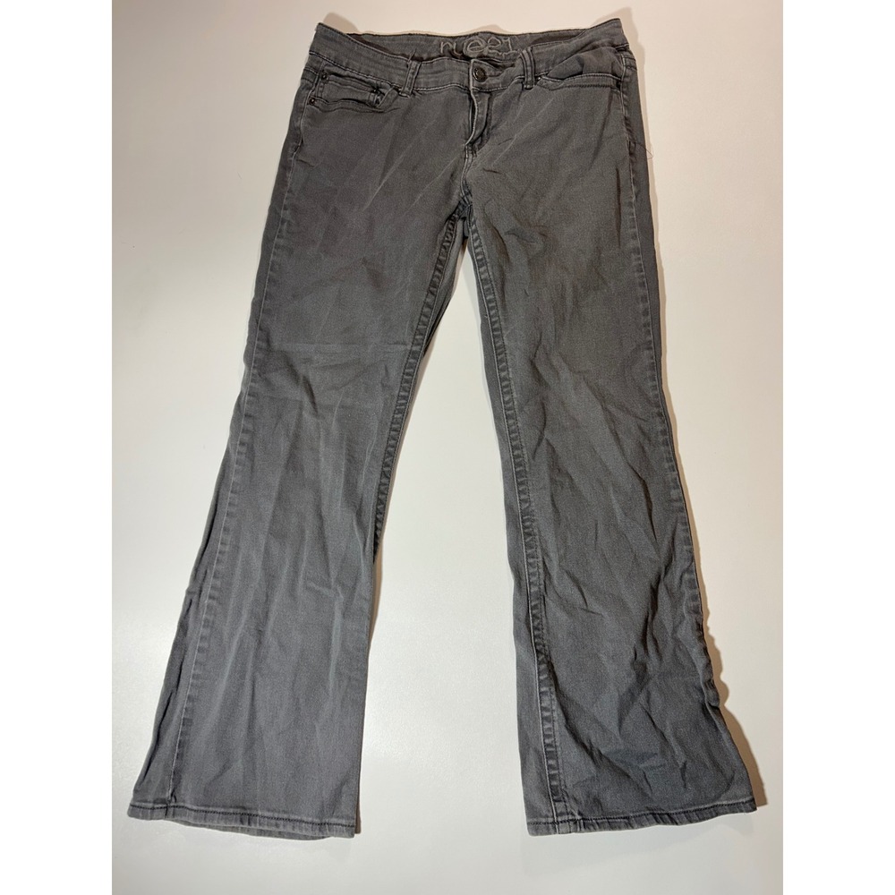 Rue21 Jeans Womens 13/14 Gray Excellent Curvy Bootcut Rhinestone Flap Pocket